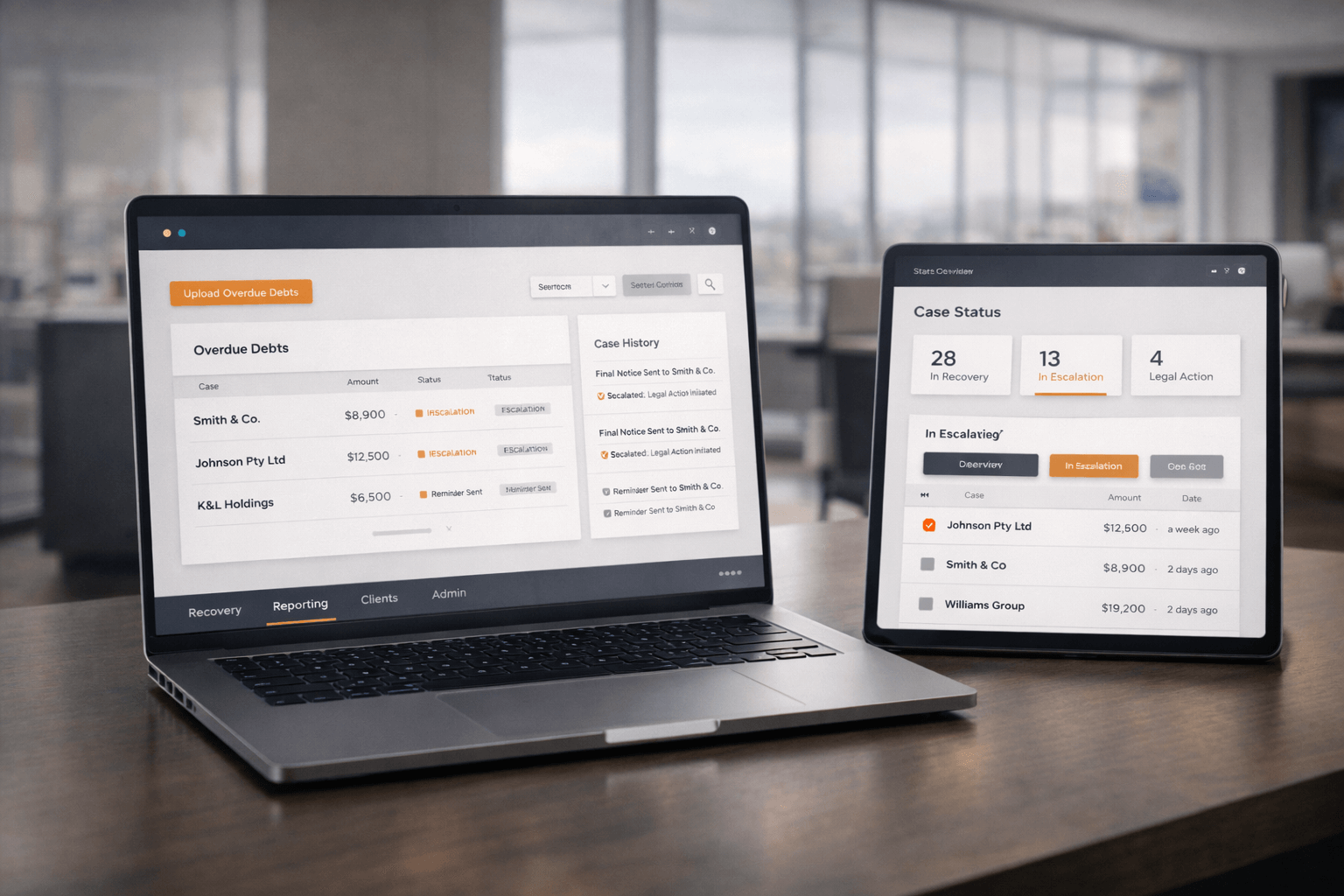 AWA Collect portal interface on desktop and tablet